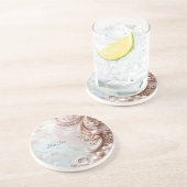 Pink Ornate Pearl and Floral Sandstone Coaster Getränkeuntersetzer (Seite)