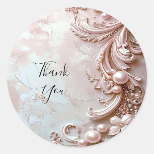 Pink Ornate Pearl and Floral Sticker (Vorderseite)