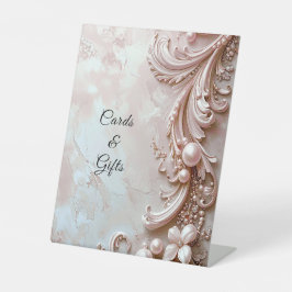 Pink Ornate Pearl and Floral Tabletop Signs Sockelschild