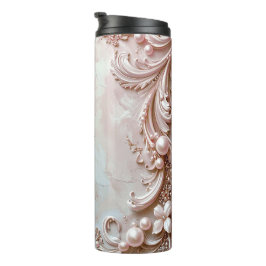 Pink Ornate Pearl and Floral Thermal Tumbler Thermosbecher