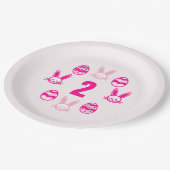 Pink Oster 2. Geburtstag Pappteller (Schrägansicht)