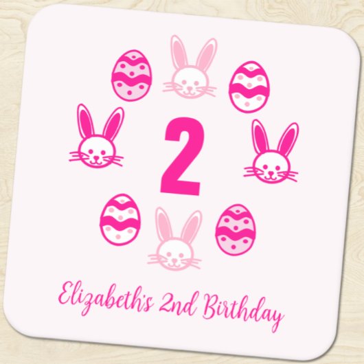 Pink Oster 2. Geburtstag Rechteckiger Pappuntersetzer
