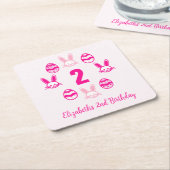 Pink Oster 2. Geburtstag Rechteckiger Pappuntersetzer (angewinkelt)