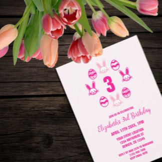 Pink Oster 3. Geburtstag Einladung