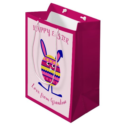 Pink Ostereier Sondertext Mittlere Geschenktüte (Vorderseite Schrägansicht)