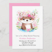 Pink Otter Whimsical Blissful Girl Baby Dusche Einladung (Vorne/Hinten)