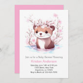 Pink Otter Whimsical Wildblume Girl Baby Dusche Einladung (Vorne/Hinten)