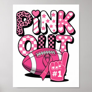 Pink Out Breast Cancer Awareness Footbyll Game Poster