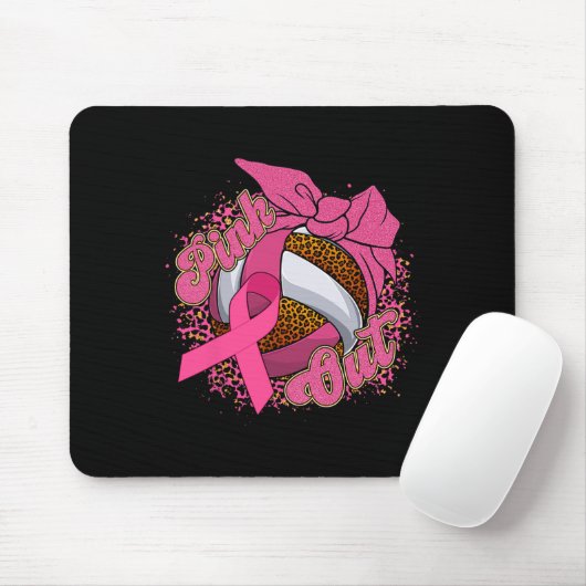 Pink Out Brustkrebs Leopard Volleybyll Byll Button Mousepad (Mit Mouse)