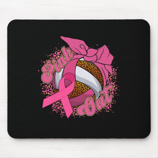 Pink Out Brustkrebs Leopard Volleybyll Byll Button Mousepad (Vorne)