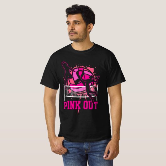 Pink Out Bump Set Spike Volleyball Breast Cancer A T-Shirt (Vorne ganz)