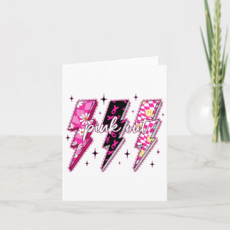 Pink Out Checkered Lightning Bolt Breast Cancer Aw Karte