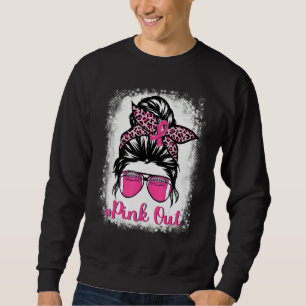 Pink Out Football Mama Messy Bun Pink Brea Sweatshirt
