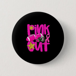 Pink out football pink ribbon breast cancer button