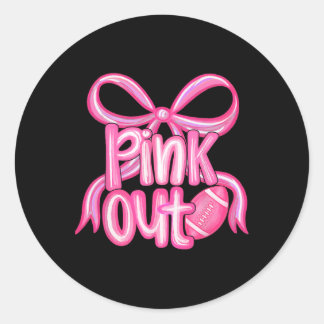 Pink-Out Footll Bow Preppy Breast Cancer Awareness Runder Aufkleber