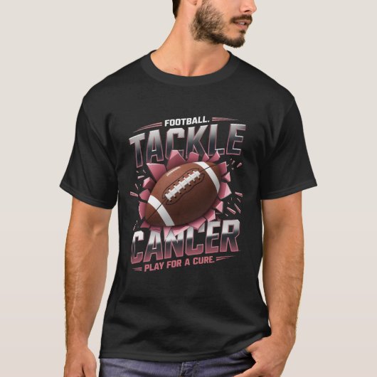 Pink-out-Kampf Brustkrebs-Bewusstseinsfußball P T-Shirt (Vorderseite)
