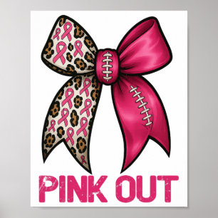 Pink Out Leopard Bow Footbyll Brustkrebs Awaren Poster