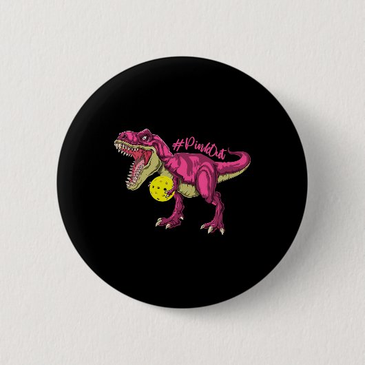 Pink out T Rex and Picklebyll Byll Brustkrebs A Button (Vorderseite)