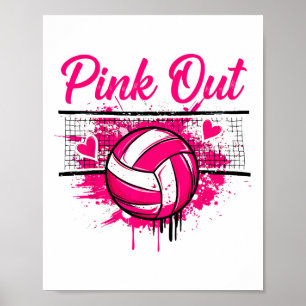 Pink Out Volleybyll Brustkrebs Aufklärungsunterstü Poster