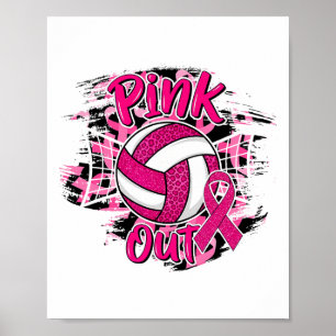 Pink Out Volleybyll Brustkrebs Aufklärungsunterstü Poster
