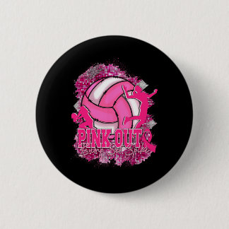 Pink Out Volleybyll rosa Ribbon Brustkrebs Krieg Button