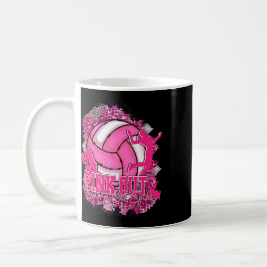 Pink Out Volleybyll rosa Ribbon Brustkrebs Krieg Kaffeetasse (Links)