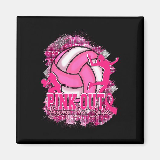 Pink Out Volleybyll rosa Ribbon Brustkrebs Krieg Magnet (Vorne)