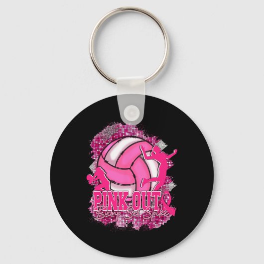Pink Out Volleybyll rosa Ribbon Brustkrebs Krieg Schlüsselanhänger (Vorderseite)