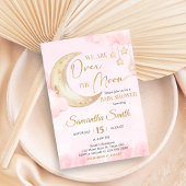 Pink Over the Moon Baby Shower  Einladung
