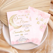Pink Over the Moon Baby Shower  Einladung