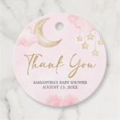 Pink Over the Moon Baby Shower  Geschenkanhänger (Vorderseite)