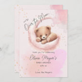 Pink Over the Moon Bear Baby Dusche Danke Karte (Vorne/Hinten)