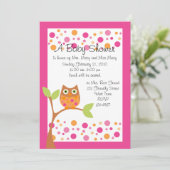 Pink Owl Baby Dusche Einladung Hotspot pink auf An (Stehend Vorderseite)