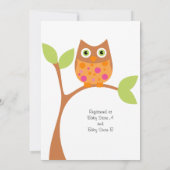 Pink Owl Baby Dusche Einladung Hotspot pink auf An (Rückseite)