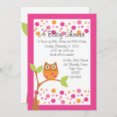 Pink Owl Baby Dusche Einladung Hotspot pink auf An (Vorne/Hinten)
