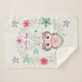 Pink Owl Baby Girl Stats Wasserfarbenkrez Sherpadecke (Vorderseite (Horizontal))