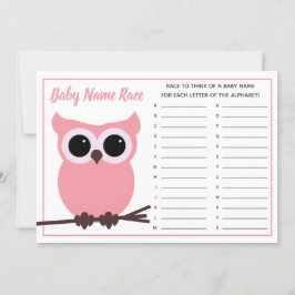 Pink Owl Baby Name Race Baby Duschspiel Einladung