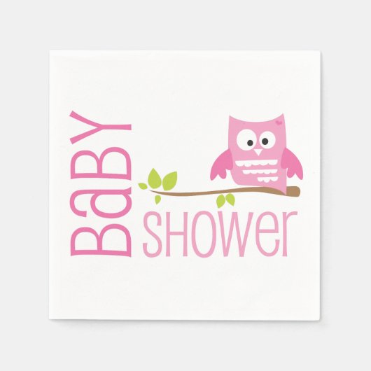 Pink Owl Babydusche Napkin Serviette (Vorderseite)