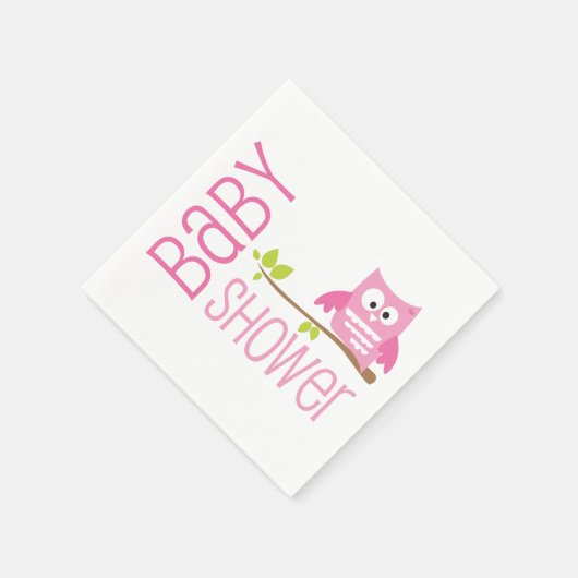 Pink Owl Babydusche Napkin Serviette (Ecke)