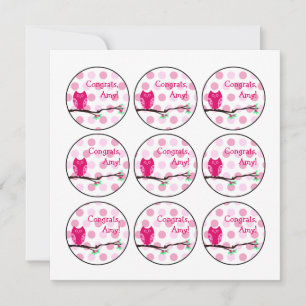 Pink Owl Babydusche Topper oder Liebesmarken Einladung