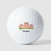 Pink Owl Design Personalised Golfball (Vorderseite)