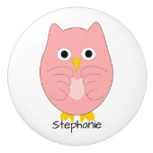 Pink Owl Design Personalisiert Keramikknauf (Vorderseite)