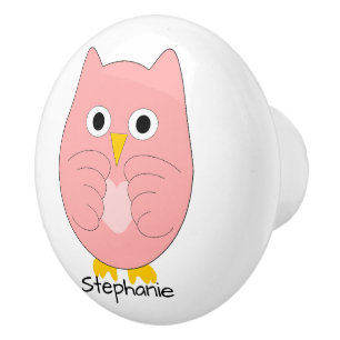 Pink Owl Design Personalisiert Keramikknauf
