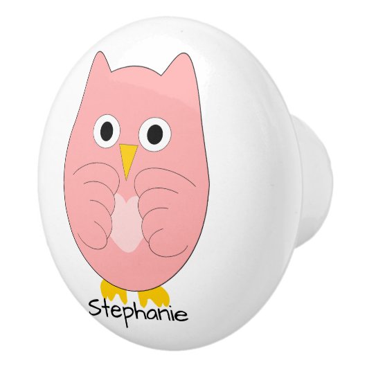 Pink Owl Design Personalisiert Keramikknauf (Rechts)