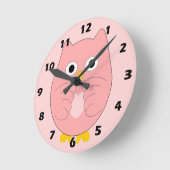 Pink Owl Design Runde Wanduhr (Winkel)