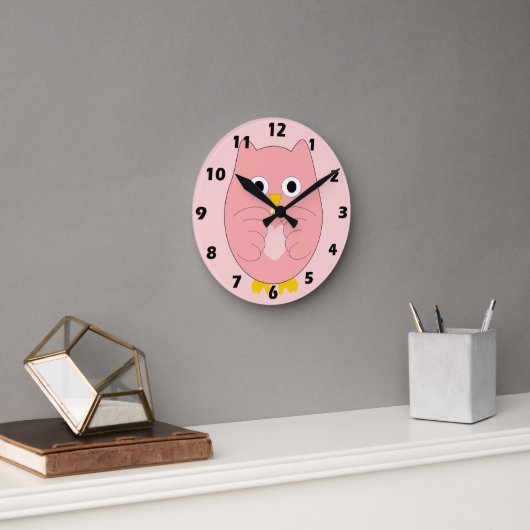 Pink Owl Design Runde Wanduhr (Büro)