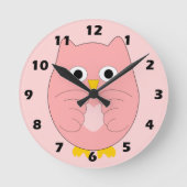 Pink Owl Design Runde Wanduhr (Vorderseite)