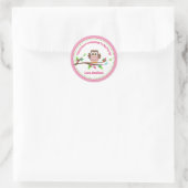 Pink Owl Geburtstagsparty Gefallen Aufkleber (Tasche)