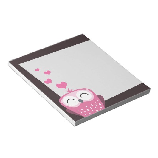 Pink Owl & Liebe Hearts Editor Notizblock (angewinkelt)