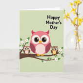Pink Owl Muttertags-Kunstkarte Karte (Gelbe Blume)